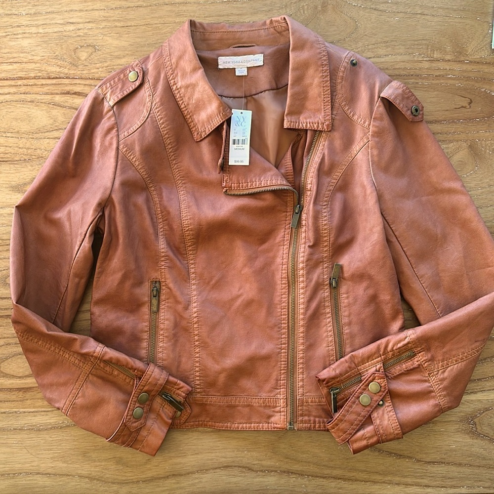 Medium Brown leather NY & Co Jacket. NWT